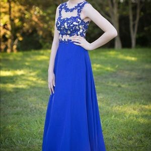 Gold and Blue Prom Dress